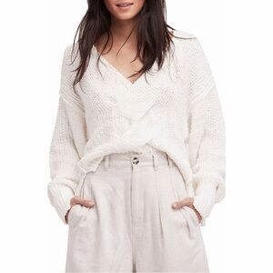 Free People Coco V-Neck Sweater Slouchy Long Sleeve XS